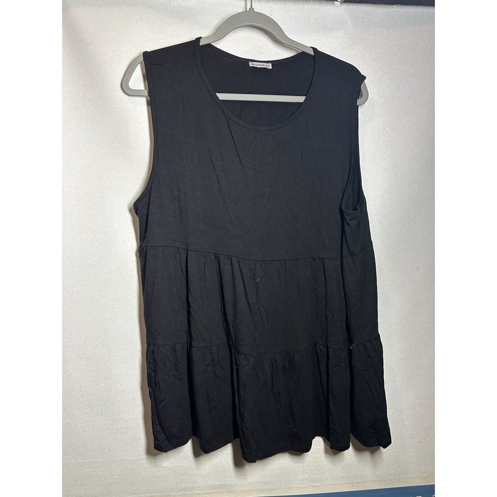 2xl Plus Solid Flounce Hem Sleeveless Top Black EGY California
